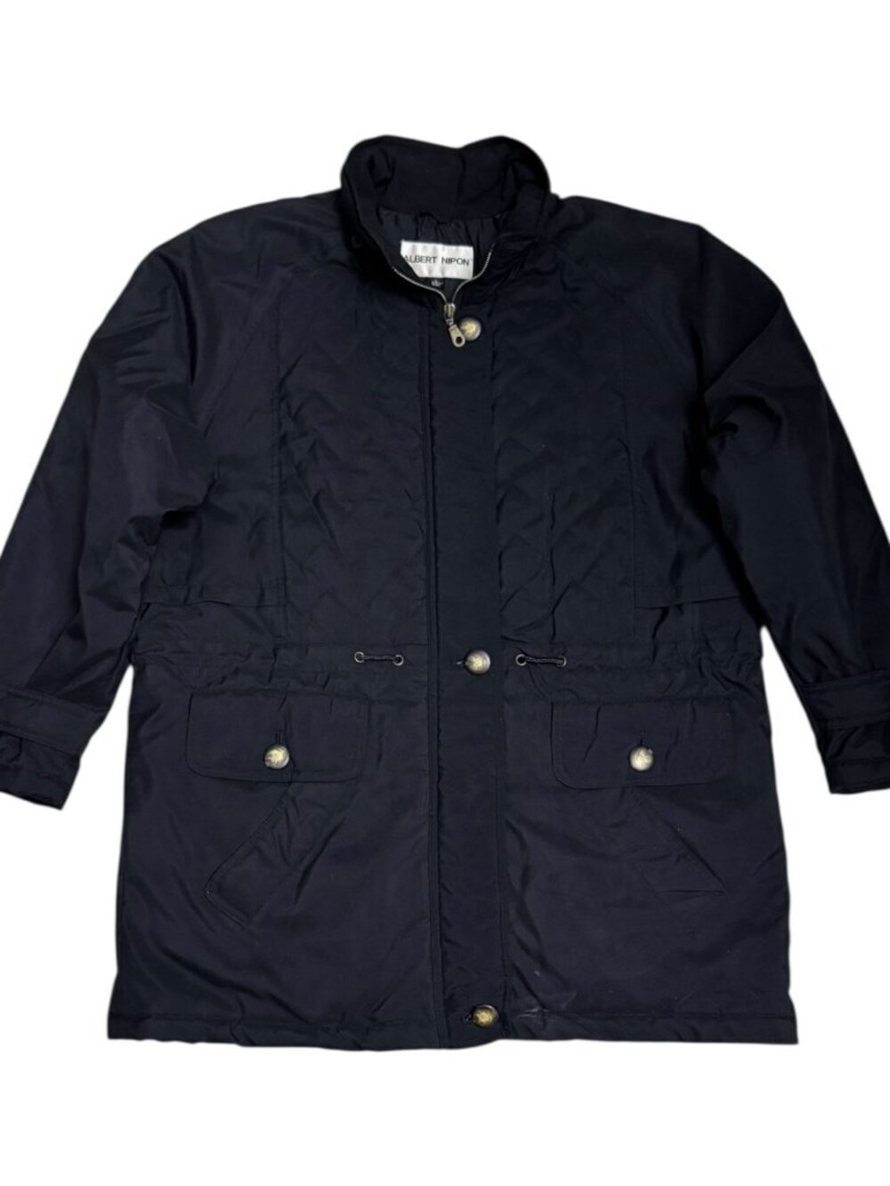 ALBERT NIPON Vintage 90s Luxury Designer Black Quilted Winter Coat Womens Large